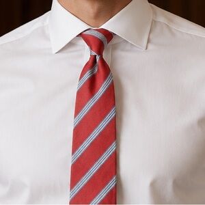 Finamore Silk Repp Tie with Blue Grey Stripes.